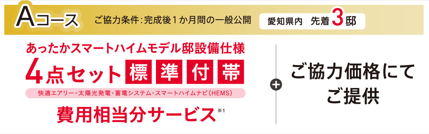 Aコース：愛知県内先着3邸